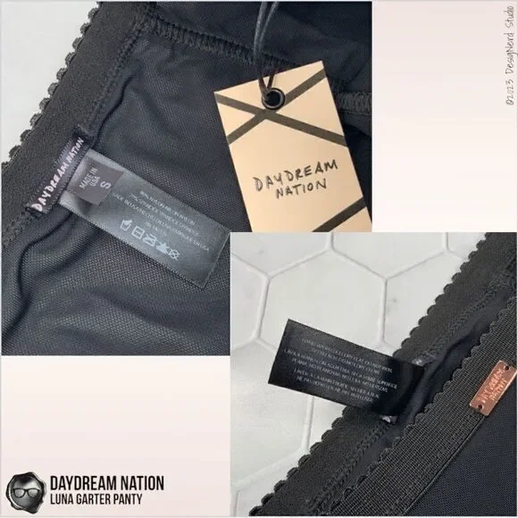 DAYDREAM NATION LUNA GARTER PANTY / DOLLS KILL BETTY UNDERWEAR BLACK PINUP SMALL